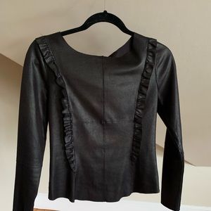 Liberty Garden Vegan Leather Ruffle Top